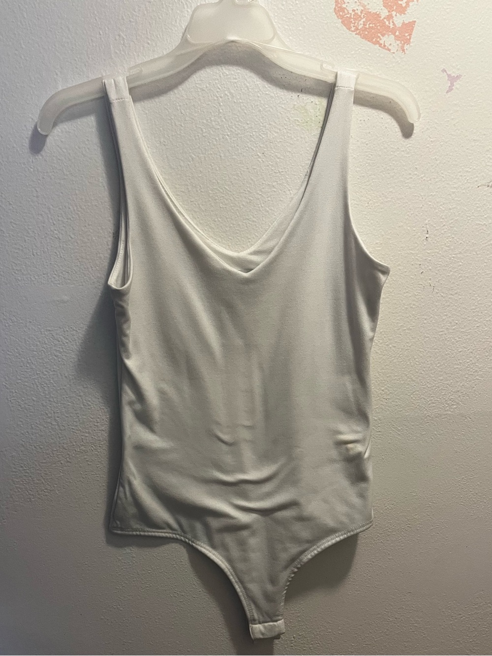 gaze White V-Neck Tank Bodysuit